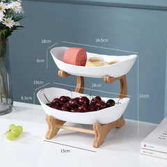 Modern Multi-layer Bamboo Fruit Snack Plate Rack Creative Living Room Plate Rack - Green