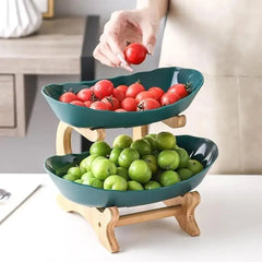 Modern Multi-layer Bamboo Fruit Snack Plate Rack Creative Living Room Plate Rack - Green
