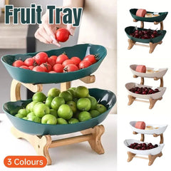 Modern Multi-layer Bamboo Fruit Snack Plate Rack Creative Living Room Plate Rack - Green