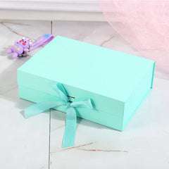 Elegant Ribbon Flip Folding Gift Boxes Multiple Colors High-Quality Cardboard - Orange