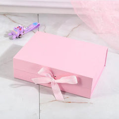 Elegant Ribbon Flip Folding Gift Boxes Multiple Colors High-Quality Cardboard - Orange