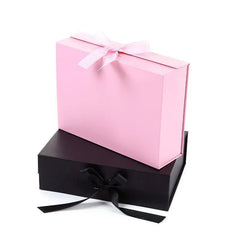 Elegant Ribbon Flip Folding Gift Boxes Multiple Colors High-Quality Cardboard - Pink