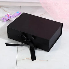 Elegant Ribbon Flip Folding Gift Boxes Multiple Colors High-Quality Cardboard - White
