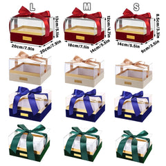 Acrylic Gift Box Clear Souvenir Display Case Bow Storage Container for Packaging - Blue - L