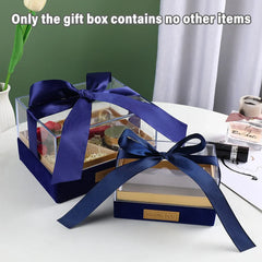 Acrylic Gift Box Clear Souvenir Display Case Bow Storage Container for Packaging - Blue - L
