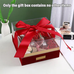 Acrylic Gift Box Clear Souvenir Display Case Bow Storage Container for Packaging - Blue - L