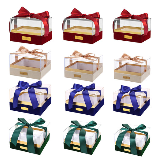 Acrylic Gift Box Clear Souvenir Display Case Bow Storage Container for Packaging - Blue - L