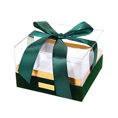 Acrylic Gift Box Clear Souvenir Display Case Bow Storage Container for Packaging - Blue - L