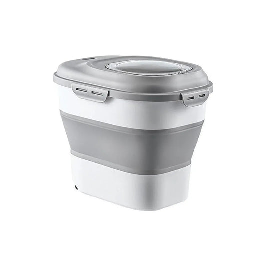 Large Capacity Pet Food Storage Box Foldable Design with Seal Lid - Grey