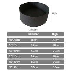 5x Felt Planting Bag Round Vegetable Garden Flower Seedling Grow Bags for Plants - Green-70*30cm