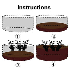 5x Felt Planting Bag Round Vegetable Garden Flower Seedling Grow Bags for Plants - Green-70*30cm