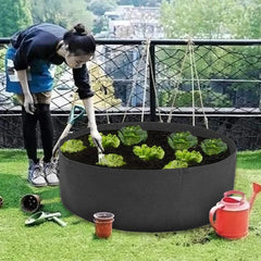 5x Felt Planting Bag Round Vegetable Garden Flower Seedling Grow Bags for Plants - Green-70*30cm
