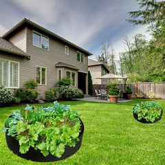 5x Felt Planting Bag Round Vegetable Garden Flower Seedling Grow Bags for Plants - Green-70*30cm