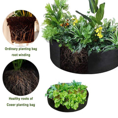 5x Felt Planting Bag Round Vegetable Garden Flower Seedling Grow Bags for Plants - Green-70*30cm