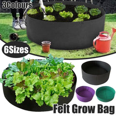 5x Felt Planting Bag Round Vegetable Garden Flower Seedling Grow Bags for Plants - Purple-90*30cm