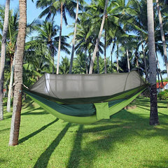 Camping Hammock Tent Set Double Outdoor Hanging Bed With Mosquito Net For Travel - Army green
