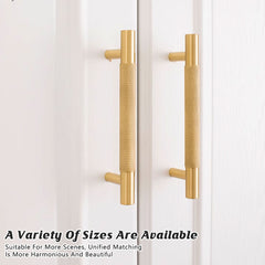 Light Luxury Cabinet Handle Full Copper Gold Straight Knurled Drawer Door Pull - 320mm