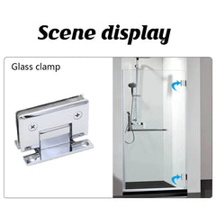 H Shaped 90 Degree Glass Clamp Double Opening Bevel Edge Bathroom Shower Clip - Nickel