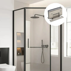 H Shaped 90 Degree Glass Clamp Double Opening Bevel Edge Bathroom Shower Clip - Nickel