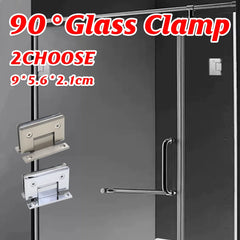 H Shaped 90 Degree Glass Clamp Double Opening Bevel Edge Bathroom Shower Clip - Nickel
