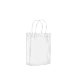 100x PVC Transparent Gift Tote Bag with Snap Button for Packaging - 20*16*8cm