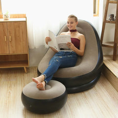3pcs Inflatable Air Chair Seat Lazy Sofa Lounge Blow Up Ottoman Outdoor Couch