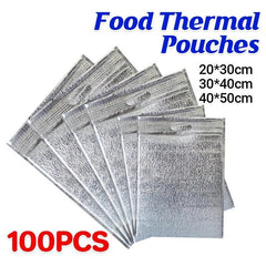 100Pcs Aluminum Foil Insulated Food Storage Bags for Thermal Cooling - 30*40CM-100PCS