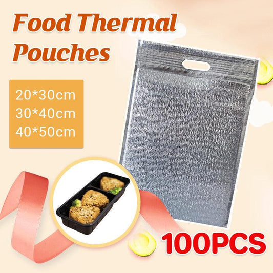 100Pcs Aluminum Foil Insulated Food Storage Bags for Thermal Cooling - 30*40CM-100PCS