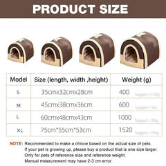 XL Size Pet House Kennel Soft Igloo Beds Cave Cat Puppy Bed Warm Cushion Fold - Brown Dots