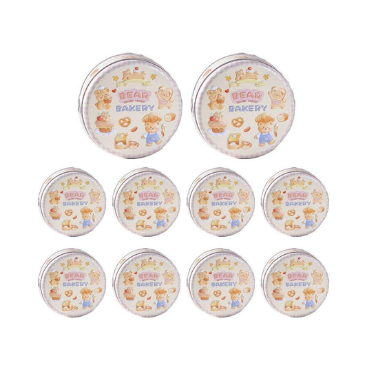 10PCS Cookie Tin Box Metal Biscuit Gift Box Candy Packaging Dragon Year Baking - Bread Bear (bump)