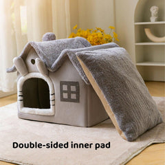 Removable Washable Pet House Four Seasons Cat Enclosed House - Grey-M