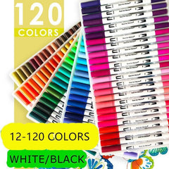 12-120 Watercolor Brush Pen Set Artist Sketch Marker - White-120 Colours