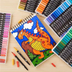 12-120 Watercolor Brush Pen Set Artist Sketch Marker - White-120 Colours