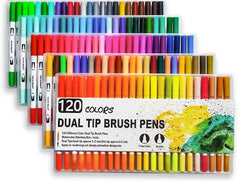 12-120 Watercolor Brush Pen Set Artist Sketch Marker - White-120 Colours