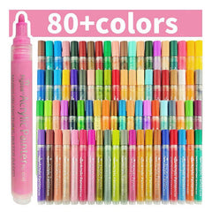 Flysea 12-80 Colours Acrylic Paint Pens Painting Stone Ceramic Glass Markers 0.7 - 80-Colour Set
