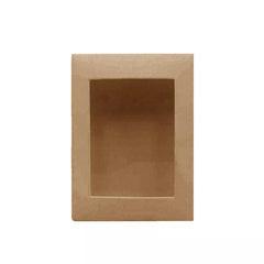 50PCS Kraft Paper Gift Boxes with PVC Window White Black Bakery Packaging Carton - XL