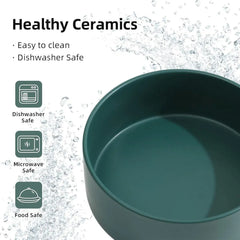 Ceramic Elevated Dog Bowl Anti-Slip Double Bowl for Small Medium Large Dogs - Grey