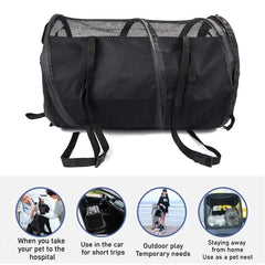 Foldable Pet Car Carrier Bag Breathable Travel Tent Portable Kennel for Transport - Grey