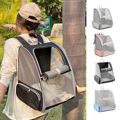 Large Foldable Breathable Portable Cat Dog Bag Outdoor Shoulder Pet Backpack - Pink