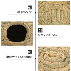 Rabbit Grass Nest Small Pet Breeding Hideout Natural Straw House For Hamster Use