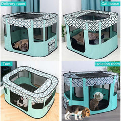Foldable Cat Dog Kennel Pet Delivery Cage Portable Pet Fence Tent - Purple-M