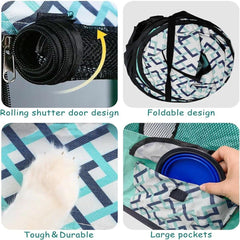 Foldable Cat Dog Kennel Pet Delivery Cage Portable Pet Fence Tent - Purple-M