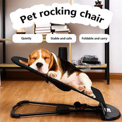 Pet Rocking Chair for Dogs Cats Foldable Pet Bed Portable Sleeping Lounger Chair - Red