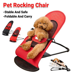 Pet Rocking Chair for Dogs Cats Foldable Pet Bed Portable Sleeping Lounger Chair - Red