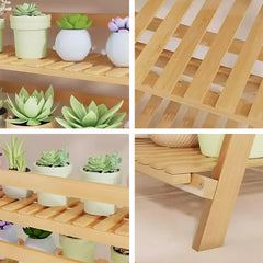 Balcony Plant Stand 3-Layer Wooden Flower Pot Corner Stand White Log Foldable - White
