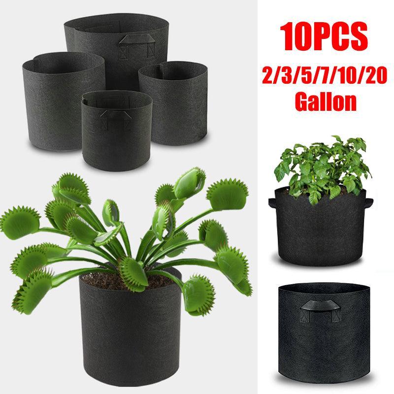 10 Pack Breathable Fabric Plant Grow Pots 2 to 20 Gallon Sizes - 20 Gallon-10PCS