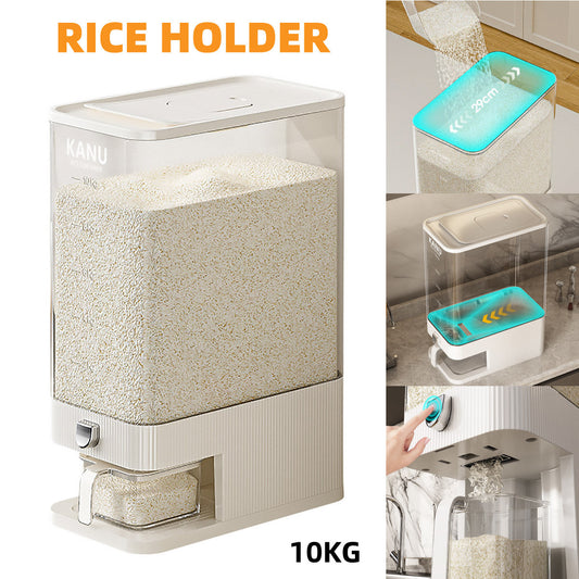 Rice Cereal Dispenser 10KG Grain Container Auto Food Storage Box Measuring Cup