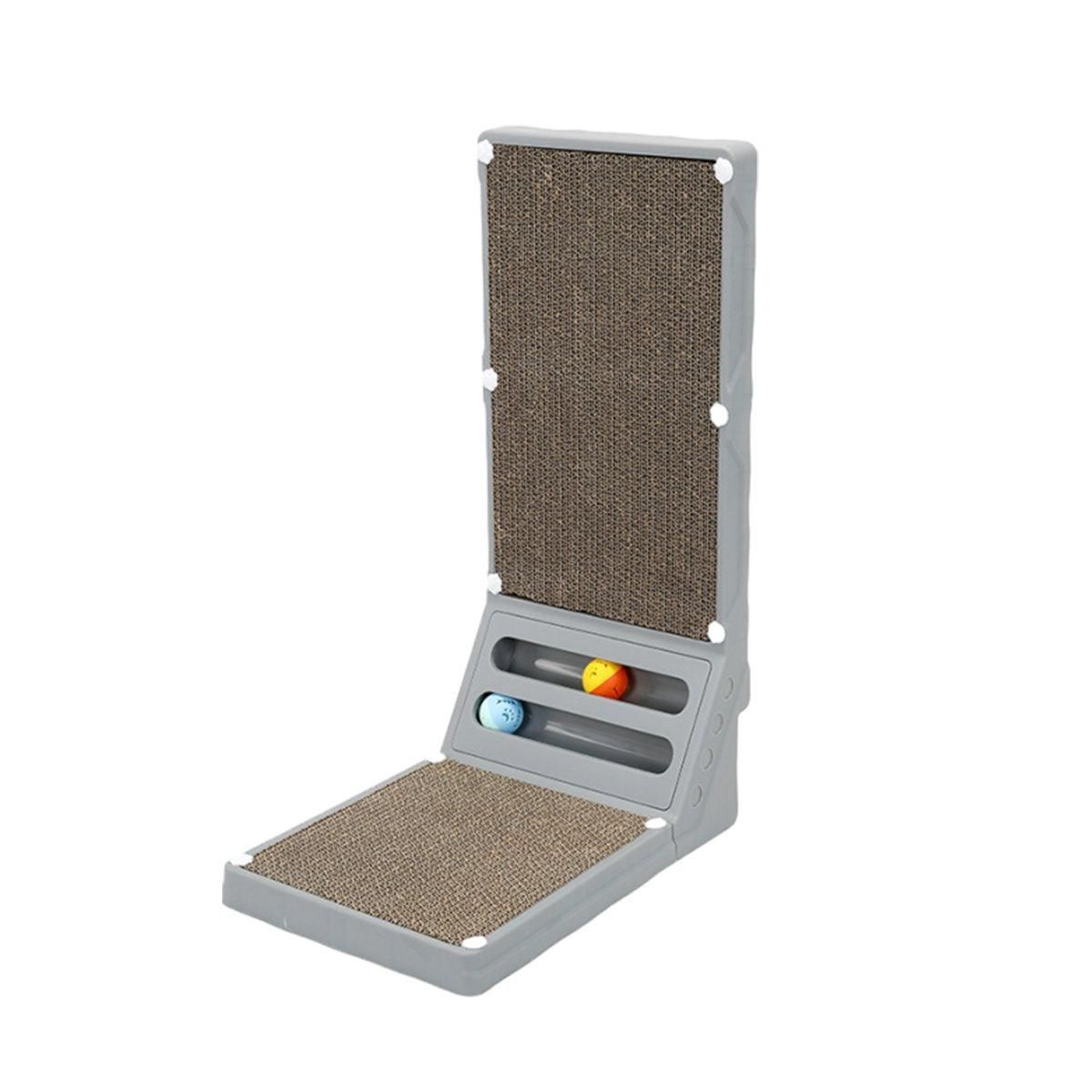 L-shaped Cat Scratching Board Vertical Claw Toy Cat Scratcher for Pet Playtime - Grey