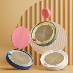 Cat Scratcher Lounge Bed Toy 40cm Round Foldable Cardboard Pad with Ball Track - Green