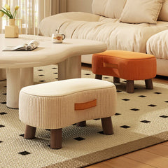 Small Stool for Home Simple Shoe Changing Low Seat Stool Wooden Household Use - Orange